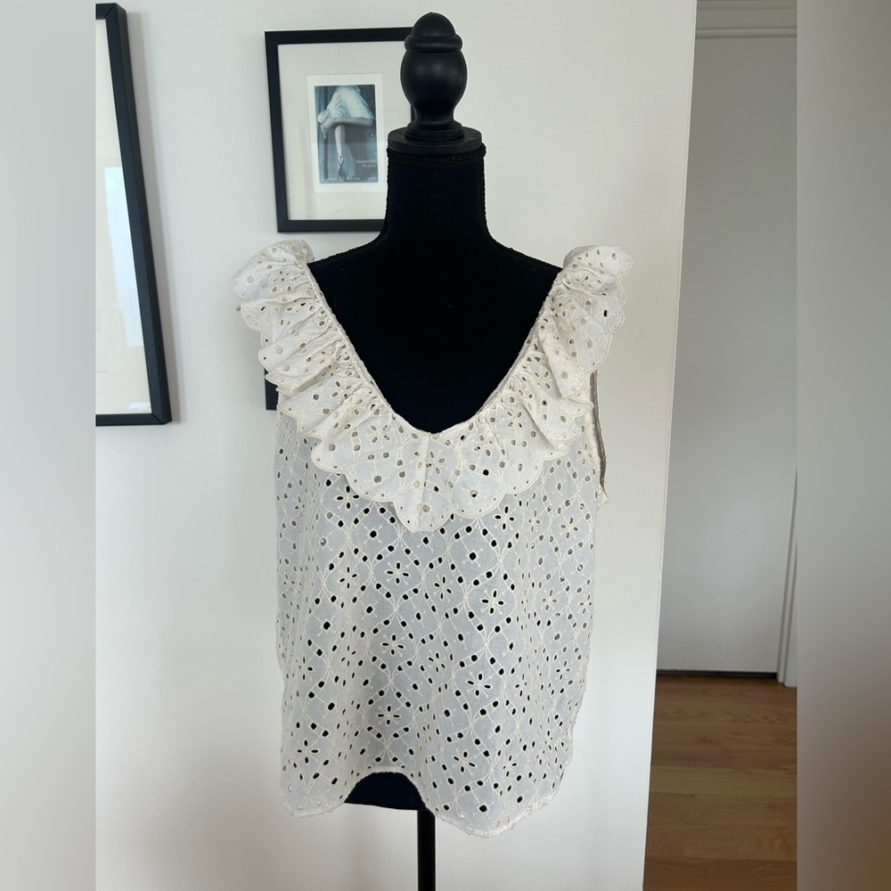 Sezane Gold Blouse Écru. - Size 44 - Picture 3 of 6